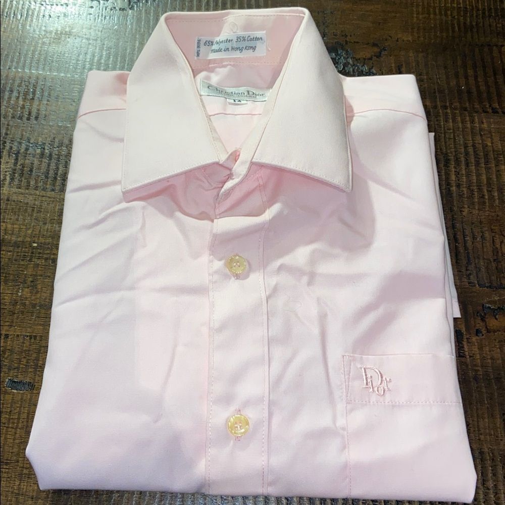 Vintage Christian Dior boys Light Pink Short Sleeve Dress Shirt size 14